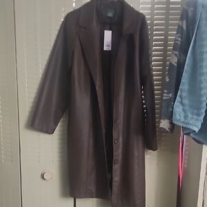 Elegant Brown Leather Coat